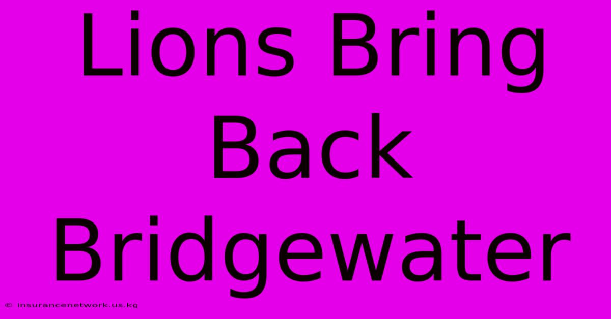 Lions Bring Back Bridgewater