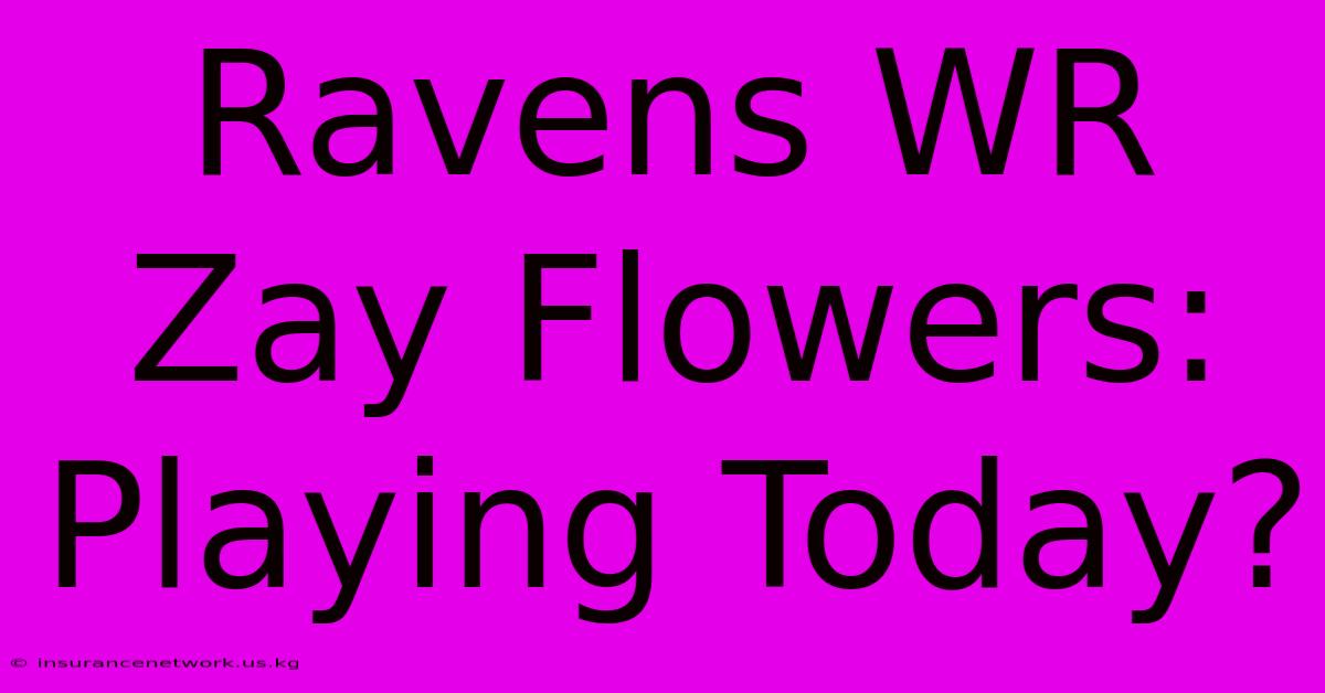 Ravens WR Zay Flowers: Playing Today?