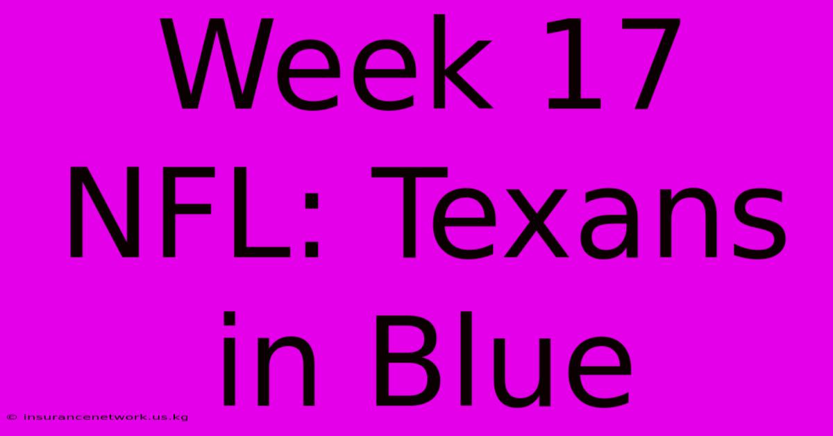 Week 17 NFL: Texans In Blue