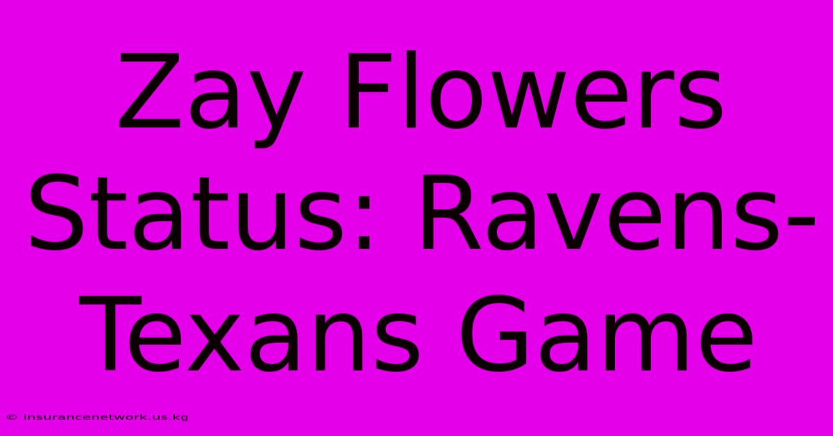 Zay Flowers Status: Ravens-Texans Game